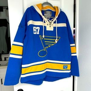 St. Louis Blue Vintage Hockey Jersey Style hoodie Sweater. Men’s Size Medium